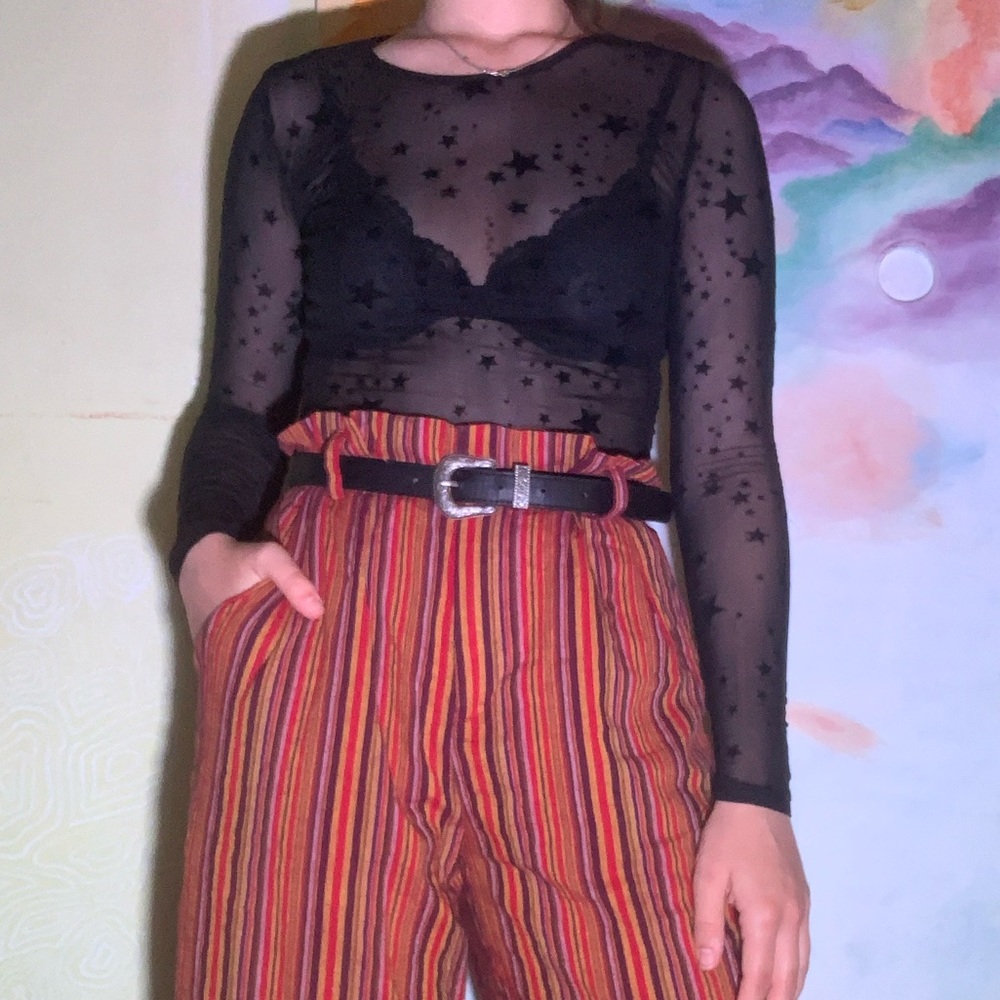 Black Starred Mesh Long Sleeve 🌟